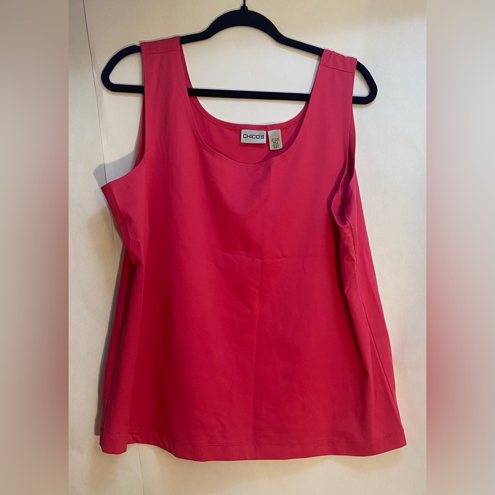 Chicos Travelers Tank Top Pink Scoop Neck Sleeveless Nylon Spandex Size 3